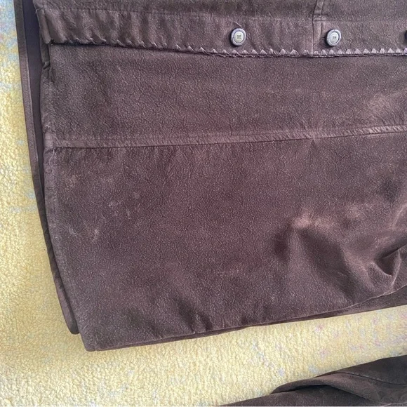 Vintage 90s Brown Button-Up Suede Jacket - Picture 6 of 11